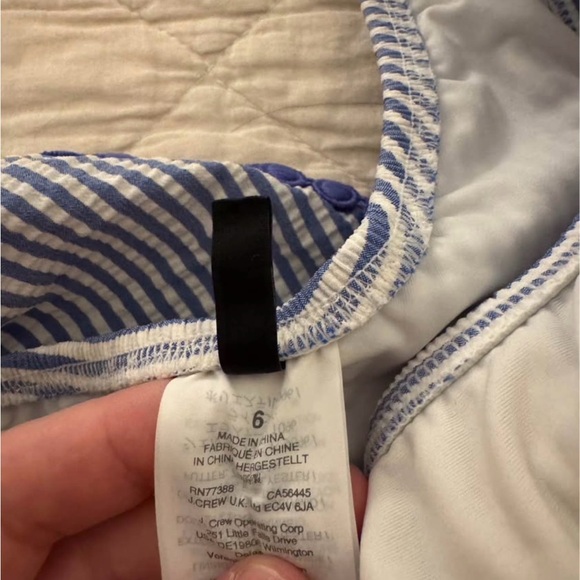 J. Crew Blue and White Striped One Shoulder Swimsuit - Picture 2 of 2